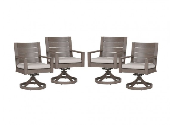 Aluminum Laguna Swivel Dining Chair With Cushions - Set of Four - Angle