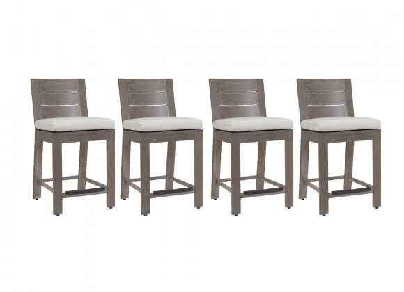 Laguna Counter Stool With Cushions In Canvas Flax - Set of 4