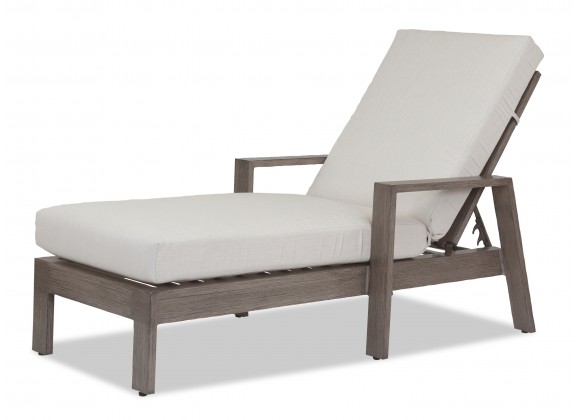 Laguna Aluminum Chaise Lounge With Cushions In Canvas Flax - White BG
