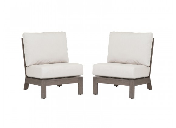 Laguna Aluminum Armless Club With Cushions In Canvas Flax - Set of 2