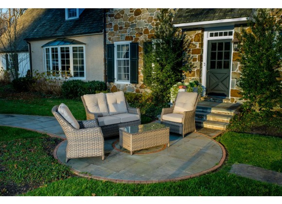 Alfresco Home Rockhill All Weather Wicker 4 Piece Seating Group with Sunbrella Cushions - Lifetstyle