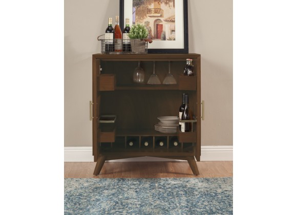Alpine Furniture Flynn Small Bar Cabinet, Walnut - Lifestyle
