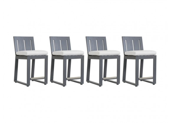 Redondo Barstool With Cushions In Cast Silver - Set of 4