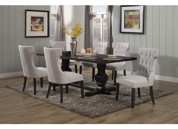 Alpine Furniture Manchester Upholstered Side Chairs in Light Grey/Black - Lifestyle