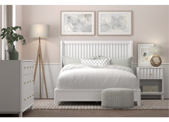 Alpine Furniture Stapleton California/Standard King Panel Bed, White - Lifestyle