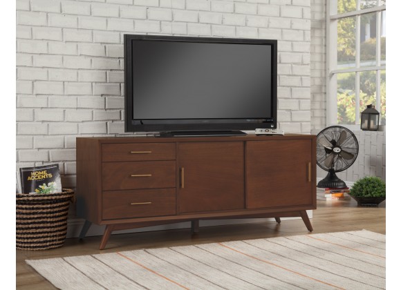 Alpine Furniture Flynn Large TV Console, Walnut - Lifestyle
