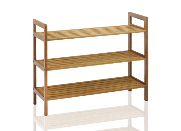 Oceanstar 3-Tier Bamboo Shoe Rack - Natural - Angled