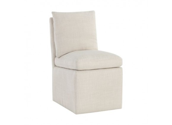 Sunpan Glenrose Wheeled Dining Chair in Effie Linen - Front Side Angle