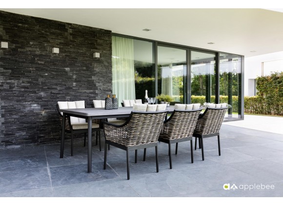 Alfresco Home Milou Wicker Dining Armchair - Lifestyle