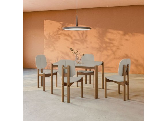 Manhattan Comfort Mid-Century Modern Gales 47.24 Dining Table with Solid Wood Legs - Set of 5 