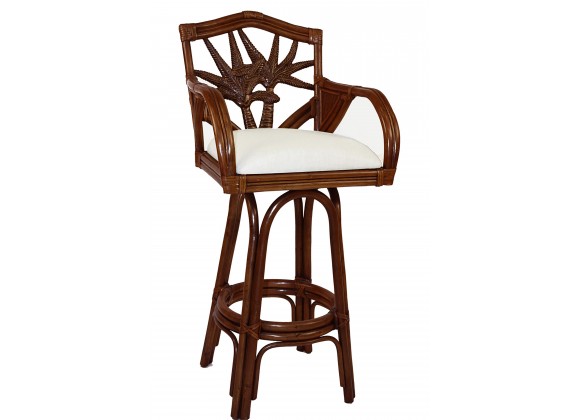 Hospitality Rattan Home Classic Indoor Swivel Rattan & Wicker Stool in TC Antique Finish