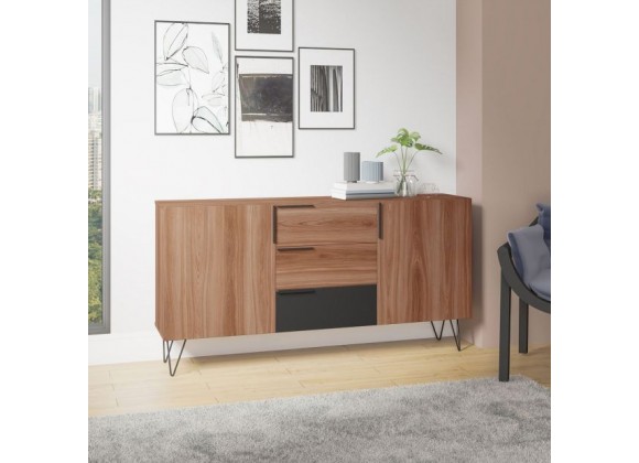 Manhattan Comfort Beekman 62.99 Sideboard with 4 Shelves in Brown and Black