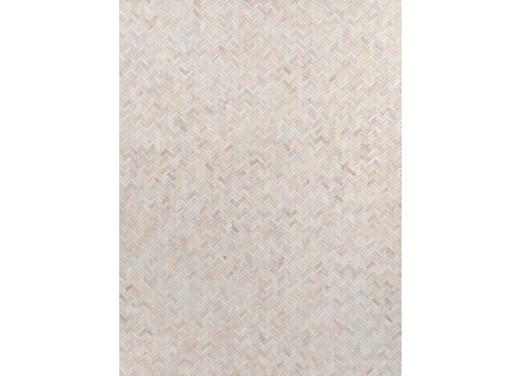 Exquisite Rugs Mosaic Leather Cowhide Ivory Area Rug 4055-001