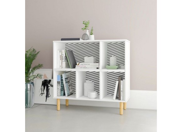 Manhattan Comfort Essex 33.66 Low Bookcase with 5 Shelves in White and Zebra