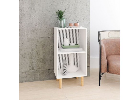 Manhattan Comfort Essex Nightstand with 2 Shelves in White and Zebra