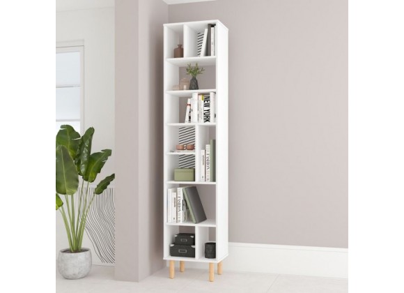 Manhattan Comfort Essex 77.95 Bookcase with 10 Shelves in White and Zebra