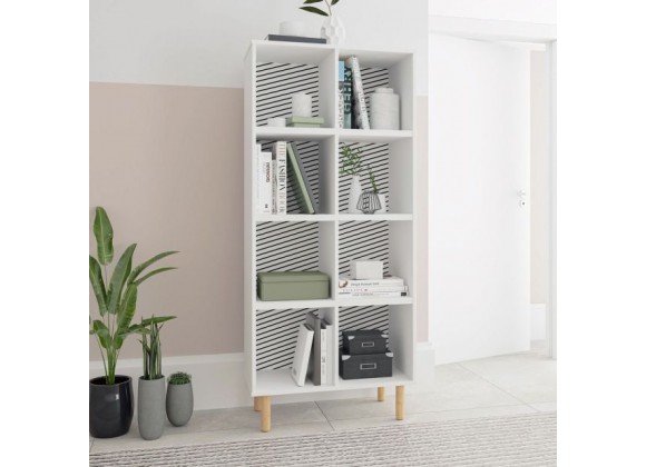 Manhattan Comfort Essex 60.23 Double Bookcase with 8 Shelves in White and Zebra