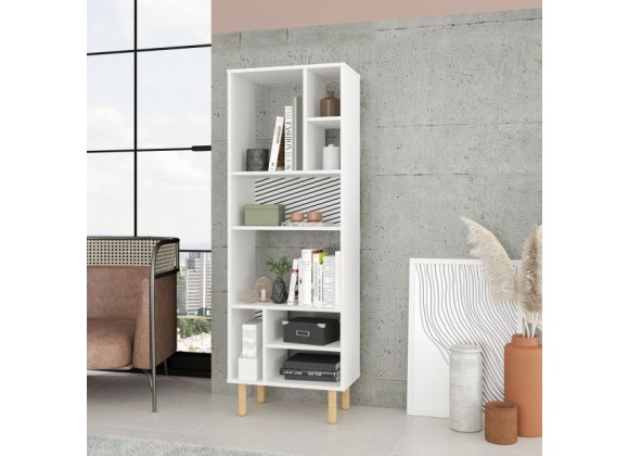 Manhattan Comfort Essex 60.23 Décor Bookcase with 8 Shelves in White and Zebra