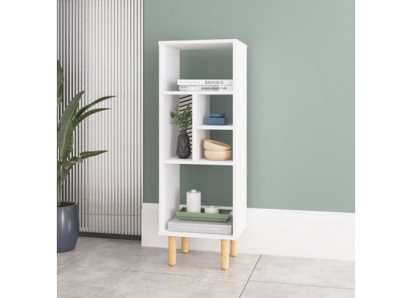 Manhattan Comfort Essex 42.51 Bookcase with 5 Shelves in White and Zebra