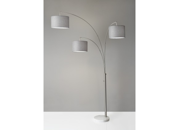 Bowery 3-Arm Arc Lamp - Brushed Steel