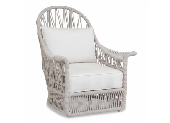 Dana Rope Wing Chair in Linen Canvas w/ Self Welt - Front Side Angle