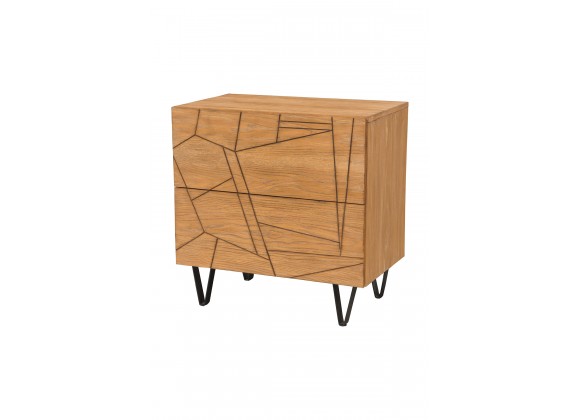  Alpine Furniture Trapezoid Nightstand in Cerused Wheat - Angled