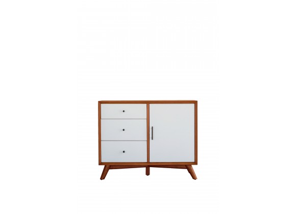 Alpine Furniture Flynn Accent Cabinet, Acorn/White - Front Angle