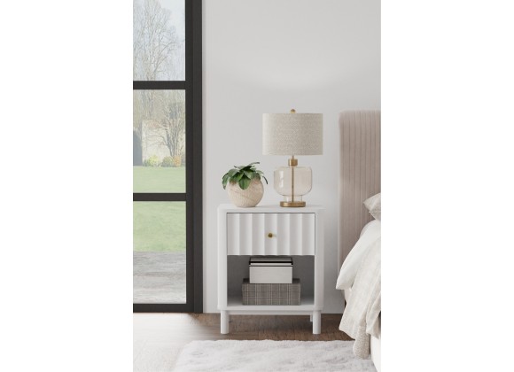 Alpine Furniture Stapleton 1 Drawer Nightstand in White - Lifestyle