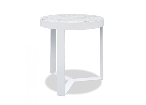 Contemporary "18" Round End Table With Frost  Finish with Honed Cararra Top