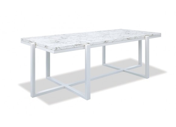 Rectangle Coffee Table With Honed Carrara Marble Top, Frost