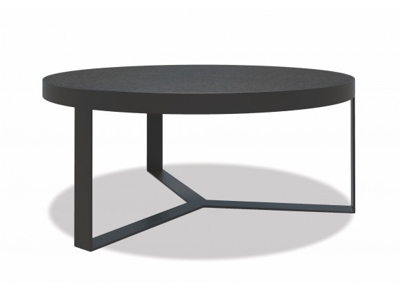 Sunset West Contemporary 38" Round Coffee Table In Graphite Finish With Honed Granite Top