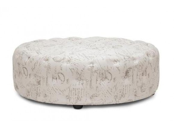 Baxton Studio Cardiff Script Print Modern Tufted Ottoman