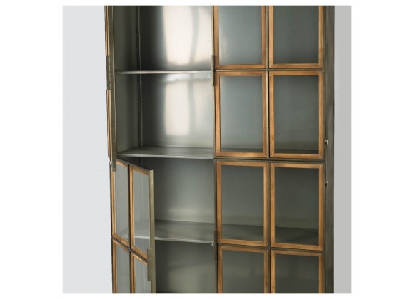 Mercana Pandora I 74" H Brown Wood and Metal Glass Door Display Cabinet