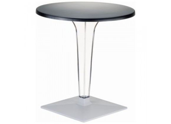 Ice Werzalit Top Round Dining Table with Transparent Base 32 inch Black