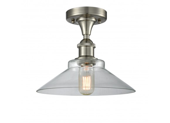 Glass Semi Flush - Brushed Satin Nickel - CLEAR GLASS