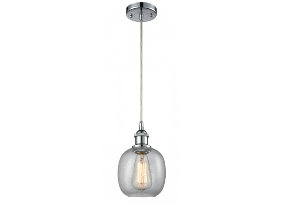 Glass Cord Pendant - Polished Chrome - CLEAR SEEDY