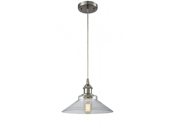 Glass Cord Pendant - Brushed Satin Nickel - CLEAR GLASS