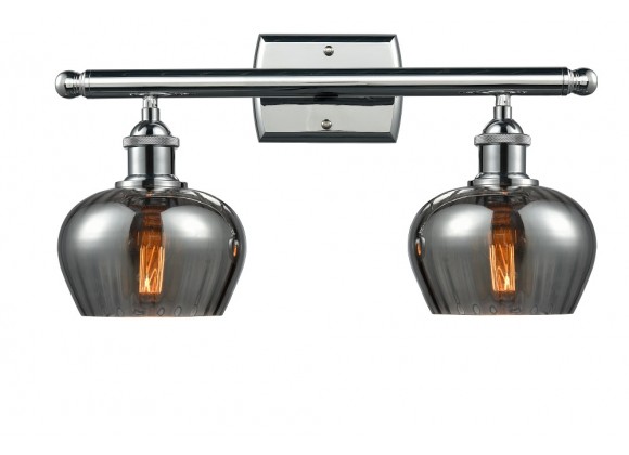 Glass Vanity Light - Polished Chrome - SMOKE FLUTED GLASS