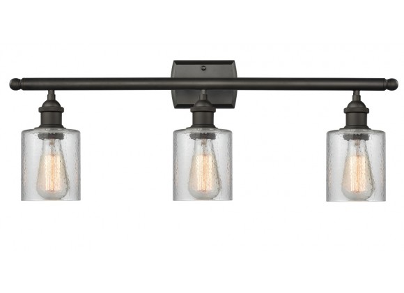 Glass Vanity Light - Oiled Rubbed Bronze - CLEAR RIPPLED GLASS
