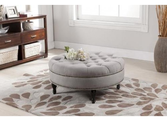 Baxton Studio Palfrey Linen Modern Tufted Ottoman