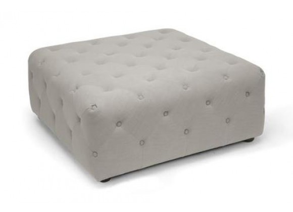 Baxton Studio Teague Linen Modern Tufted Ottoman