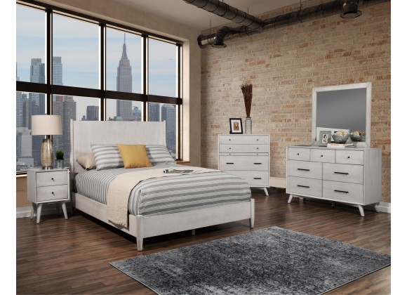Alpine Furniture Flynn Mid Century Modern Queen Panel Bed, Grey - Lifestyle