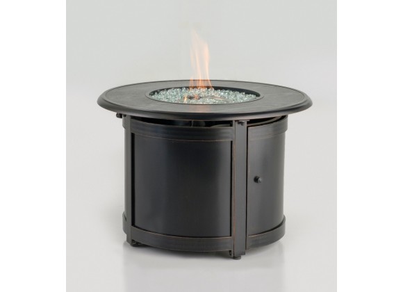 Alfresco Home Alfresco Home Cheyenne 40" Square Gas Fire Pit Chat Table with Glacier Ice Firebeads - Angled
