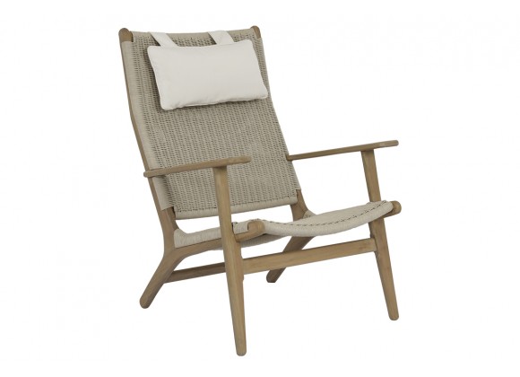 Coastal Teak Cushionless Highback Chair - Angled