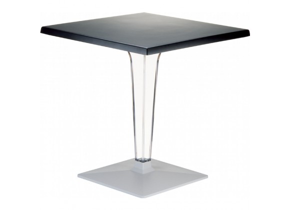 Ice Werzalit Top Square Dining Table with Transparent Base 24 inch Black