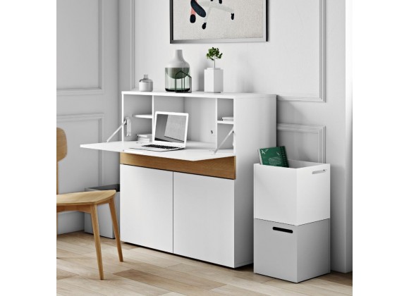 TemaHome Focus Workstation in Pure White & Oak - Lifestyle 