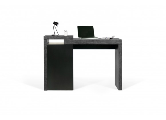 TemaHome Detroit Console Desk in Concrete & Pure Black - Front with Content