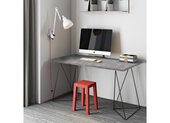 TemaHome Flow Desk  in Concrete Look & Black Steel - Lifestyle