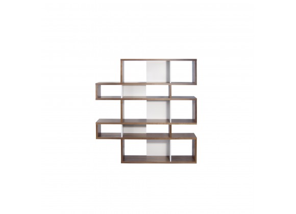 TemaHome London Bookshelf 2010-002 in Walnut Frame and Pure White Backs - Front