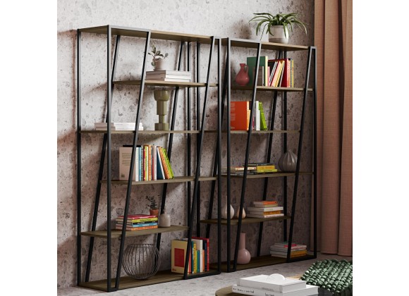 TemaHome Albi Bookshelf in Walnut & Black - Lifestyle 2